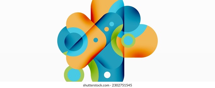 Creative geometric wallpaper. Minimal bubble arrow and circle abstract background. Techno business template for wallpaper, banner, background or landing