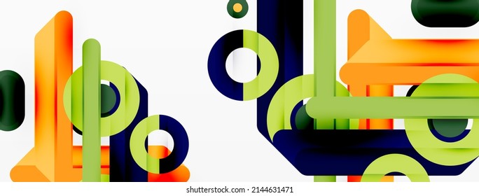 Creative geometric wallpaper. Minimal lines and circles background