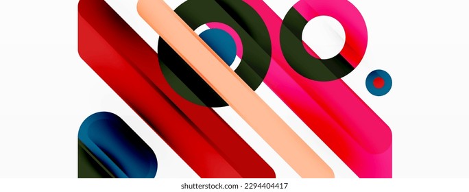 Papel geométrico creativo. Fondo mínimo de líneas y círculos. Plantilla de negocios de moda para tecno para papel de pared, banner, fondo o aterrizaje