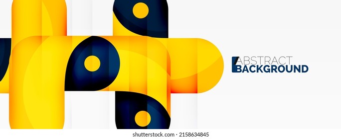 Creative geometric wallpaper. Round arrow shape minimal geometric background. Techno business template for wallpaper, banner, background or landing