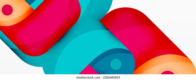 Creative geometric wallpaper. Round arrow shape minimal geometric background. Techno business template for wallpaper, banner, background or landing