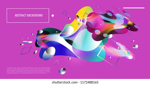 Creative geometric wallpaper. Trendy gradient fluid and liquid shapes composition. Eps10 vector.