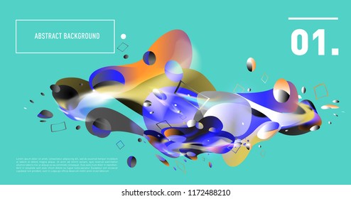 Creative geometric wallpaper. Trendy gradient fluid and liquid shapes composition. Eps10 vector.