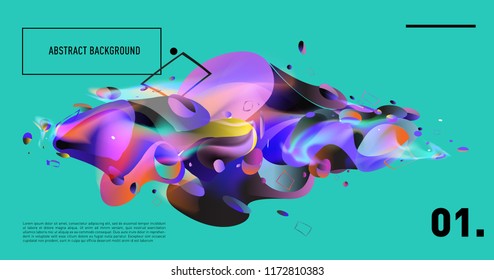 Creative geometric wallpaper. Trendy gradient fluid and liquid shapes composition. Eps10 vector.