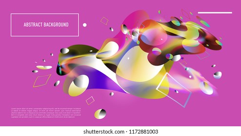 Creative geometric wallpaper. Trendy gradient fluid and liquid shapes composition. Eps10 vector.