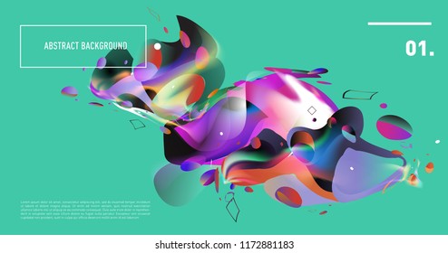 Creative geometric wallpaper. Trendy gradient fluid and liquid shapes composition. Eps10 vector.