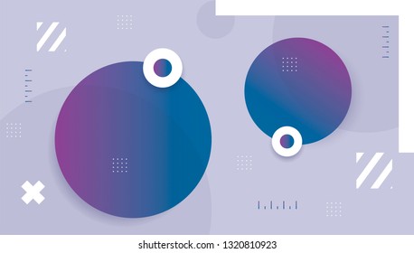 Creative geometric wallpaper. Trendy gradient shapes composition. Gradient circle with drop shadows on grey background. Trendy vector abstract background.