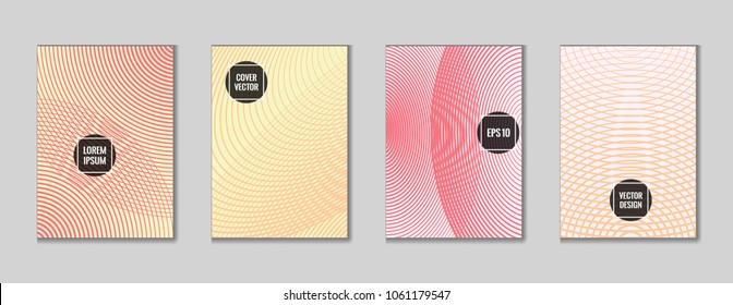 Creative geometrical lines notebook cover background. Minimalistic notepad cover texture set. Colorful title page illustration for college notebook, dairy or notepad.