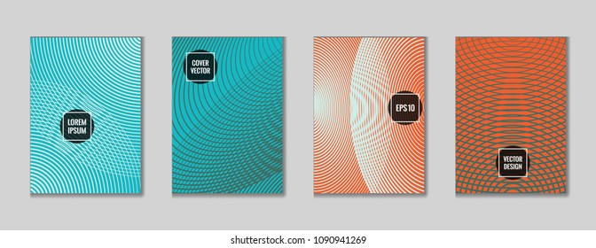 Creative geometrical lines notebook cover pattern. Minimalistic notepad cover tile set. Colorful title page pattern for business notebook, dairy or notepad.