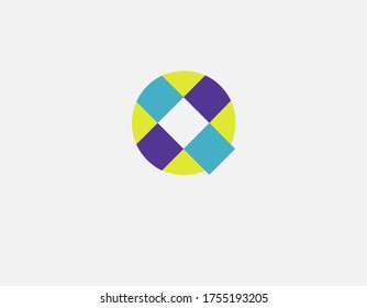 Creative geometrical multicolored logo sign letter Q made from squares typography for your company.