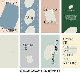 Creative geometry cover design backgrounds vector. Minimal trendy style geometric shapes pattern with copy space for text design for invitation, Party card,Social Highlight Covers and stories page