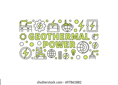 Creative Geothermal Power illustration. Vector minimal geothermal energy banner. Renewable energy concept