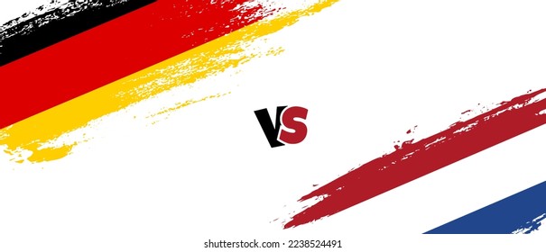 Creative Germany vs Netherlands brush flag illustration. Artistic brush style two country flags relationship background