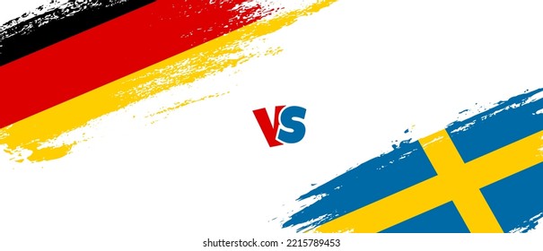 Creative Germany vs Sweden brush flag illustration. Artistic brush style two country flags relationship background