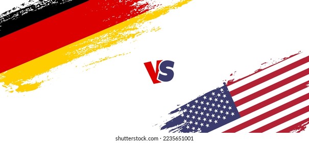 Creativa Alemania vs Estados Unidos de América pincel ilustración de la bandera. Estilo de pincel artificial dos indicadores de país fondo de relación