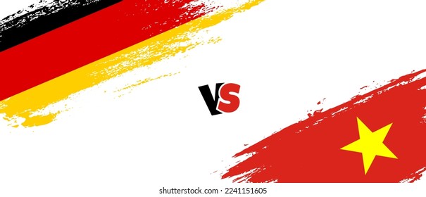 Creative Germany vs Vietnam brush flag illustration. Artistic brush style two country flags relationship background