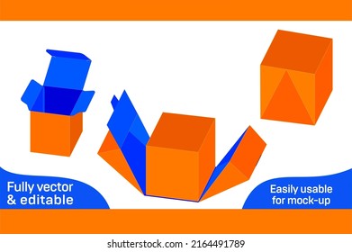 Creative gift box, ribbon, angle gift box die cut template