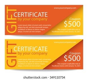 Creative gift certificate with orange and yellow background