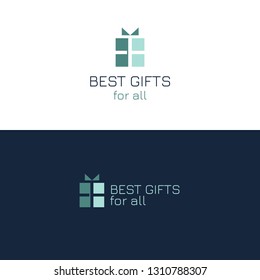 Creative gift shop or outlet store  logo element design template with box. Souvenir service icon business sign 