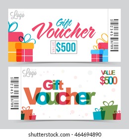 Creative Gift Voucher Coupon Template Set Stock Vector (Royalty Free ...