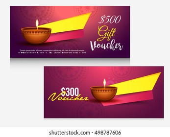 Creative gift voucher for festival of diwali celebration.