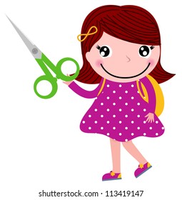 Creative girl with scissors isolated on white