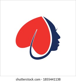 diseño vectorial de chica creativa con fondo de logotipo cardíaco