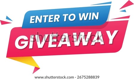 Creative giveaway banner design with enter to win message, modern typography, social media post template, loudspeaker advertising promotion prize contest vector illustration