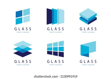 Creative glass window logo design set vector