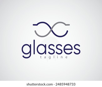 gafas creativas con un concepto de diseño de logotipo de línea infinita