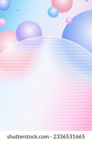 Diseño de ilustraciones de vidrio-morfismo creativo con marco transparente y plantilla de esferas flotantes coloridas