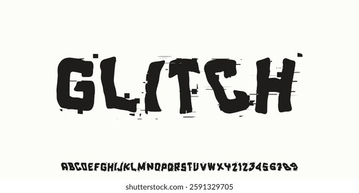 Creative Glitch Bold Font,Alphabet Uppercase and Number,Design for fashion,urban,streetwear,film,sport,clothing.Vector Illustration