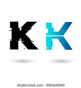 Letra creativa glitch K diseño