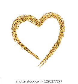 Creative glitter heart shape on white background for Valentine's Day.