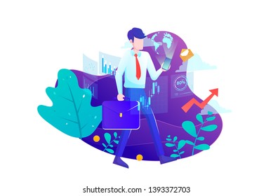 Creative Global Business Vector Illustration In Isolated White Background, suitable for landing page, ui, web banners, mobile apps intro card, print, news editorial, flyer, and event graphics.