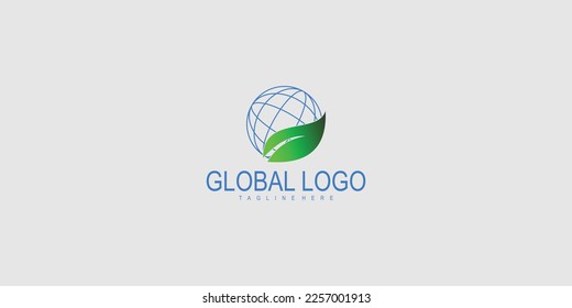 Creative global logo design premium vector