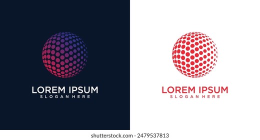 Creative global technology logo design with modern concept , digital logo , premium vector