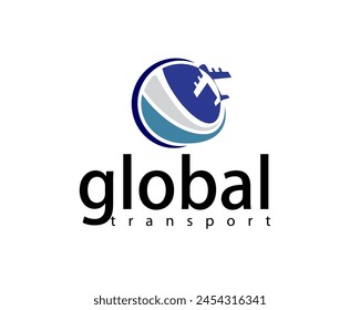 creative globe and aircraft logo design template