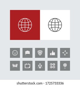 Icono creativo de línea de globo con iconos bonitos. 