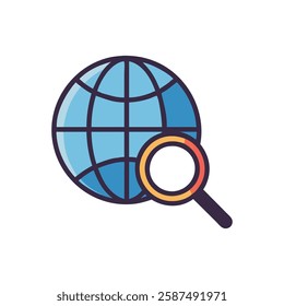 Creative Globe with Magnifier Illustration Icon