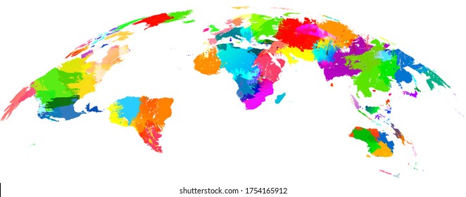 Creative Globe Map in Vibrant Ink Colors. Divercity Concept. Vector Illustration