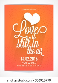 Creative glossy Flyer, Banner or Pamphlet design with date and time details for Valentine's Day Party celebration.