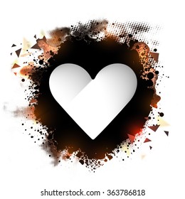 Creative glossy heart on abstract splash background for Happy Valentine's Day celebration.