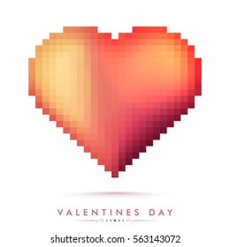 Creative glossy Pixel Heart for Happy Valentine's Day Celebration.