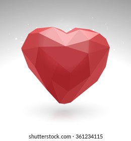 Creative glossy red heart on shiny background for Happy Valentine's Day celebration.