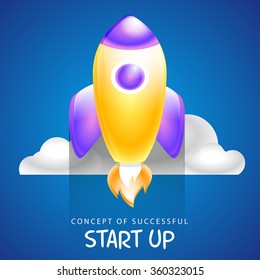 Creative glossy rocket for new Business Start Up concept.