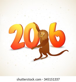 Creative glossy text 2016 with Monkey for Chinese New Year celebration.