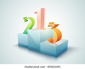 Creative Glossy Winner's Podium showing First, Second and Third Position for Sports Competition.