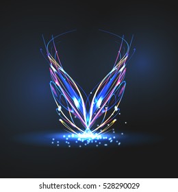 Creative glow effect concept on black background. Vector abstract form.