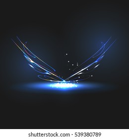 Creative glow effect concept on black background. Vector abstract form.